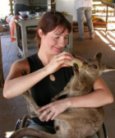 Fiona feeding a kangaroo